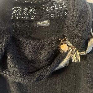 Lee Anderson Black Cowl Neck Sweater quartz stone adorned large FEB $29 Sale! 🔥
